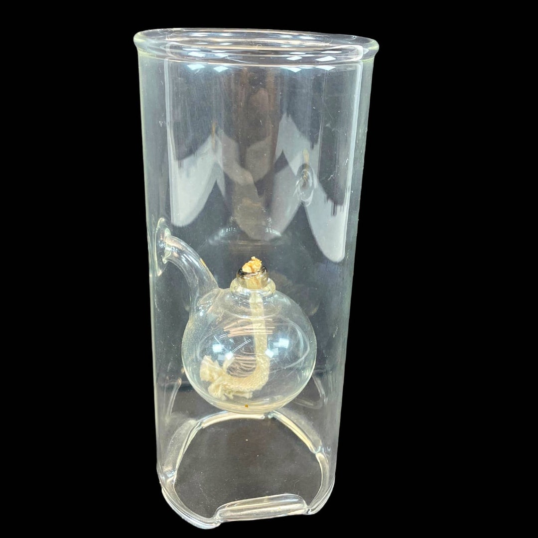 Wolford Handblown Oil Glass Lamp Stems Wick Bulb Bowl Artglass Art