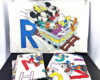 Rare Vintage 80's Disney Mickey Minnie Donald Goofy Pacific Twin Sheet Set