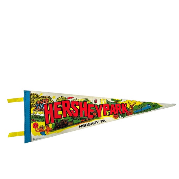 Vintage Hershey Park Pennsylvania 25" Felt Pennant 70s Travel Souvenir