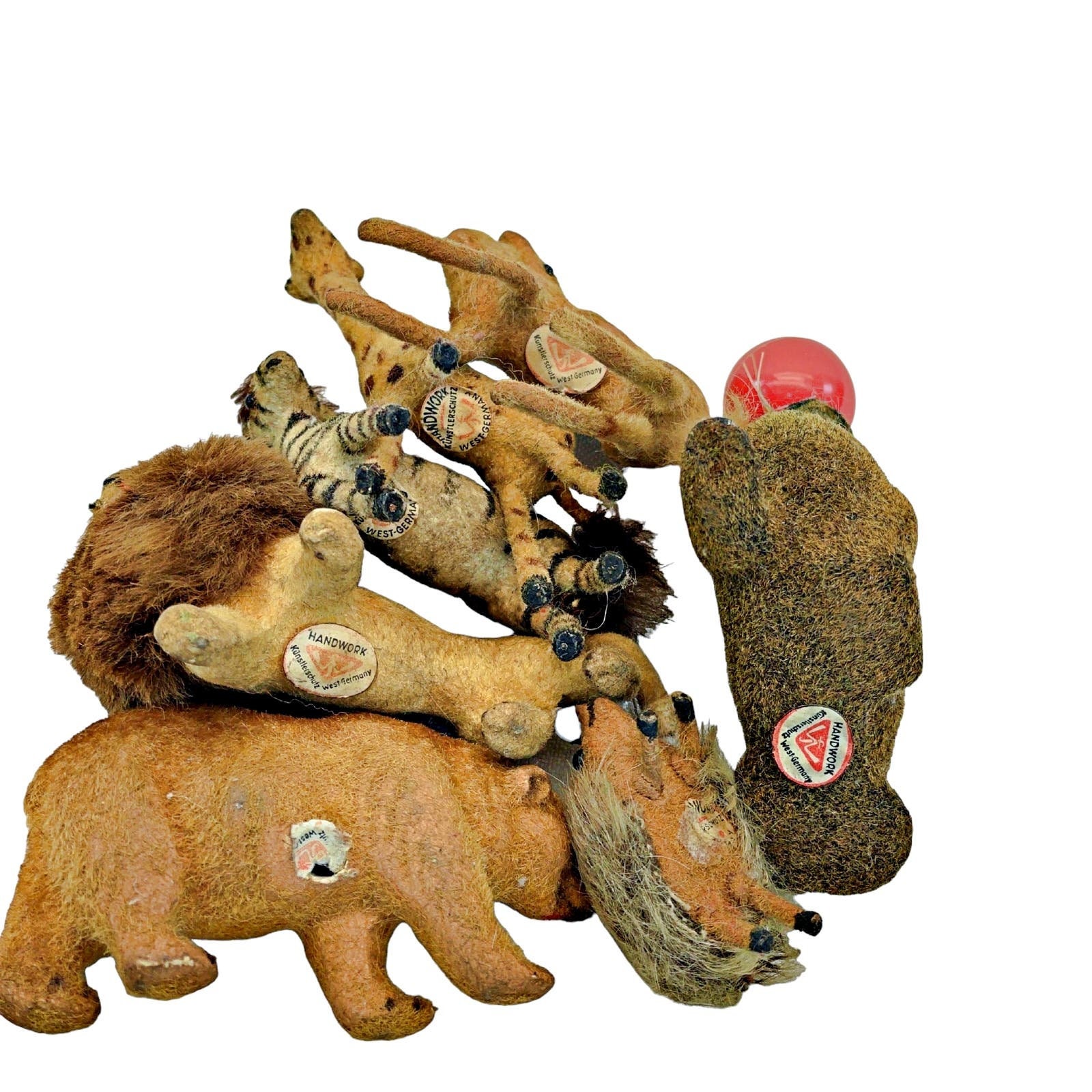 Vintage German Wagner Kunstlerschutz Flocked Mini Animal Lot Vintage German Wagner Kunstlerschutz Flocked Mini Animal Lot