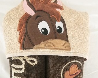 cowboy horse hooded towel