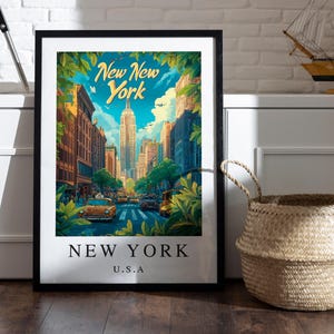 New York Travel Print - NYC Poster, Manhattan Art, Birthday Gift, Wedding Gift, Wall Decor, City Landscape, New York City Art, Travel Poster