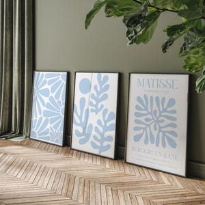 Set of 3 Blue Matisse, Henry Matisse and Bauhaus Prints, Beige Wall Art Prints, Famous Artists Prints, Blue Wall Art Poster Prints