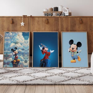 Set of 3 Mickey Mouse Quote Prints, ickey Wall Art Print, Disney Nursery Bedroom Decor, Kids Room, M Mickey Mouse Kids Gifts