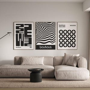 Set of 3 Bauhaus Print, Bauhaus Prints, Wall Collage Kit, Famous Artists Prints, mid century modern minimalist abstract geometric bundle