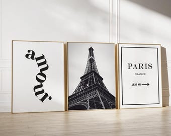 Paris Vintage Travel 3 Posters Pack, Paris City 3 Prints Pack, Paris City 3 Wall Arts Pack, 3 Set of Paris Travel Print Decor, Paris Posters