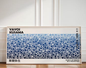 Yayoi Kusama Poster, Large Abstract Eclectic Wall Art Poster, Japanese Wall Art, Home Wall Decor, Modern Inspired Blue Gallery Wall Art