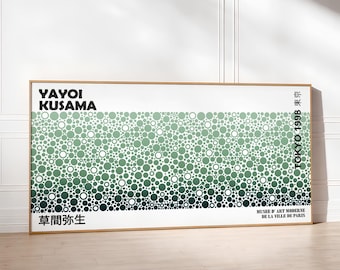 Yayoi Kusama Poster, Large Abstract Eclectic Wall Art Poster, Japanese Wall Art, Home Wall Decor, Modern Inspired Green Gallery Wall Art