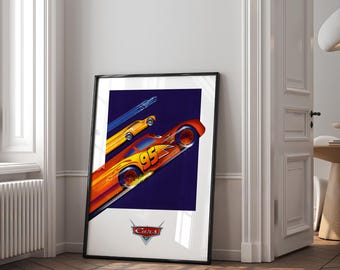 Cars Movie Poster - Piston Cup - Disneyland Home - Piston Cup - Lightning Radiator Springs Poster