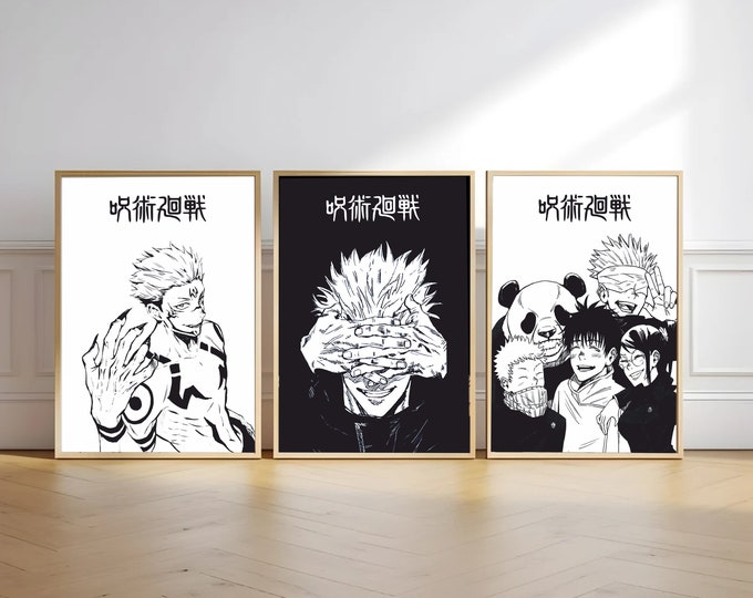 Lot de 3 - Poster d'anime de haute qualité - Art manga, superbe mur - Cadeau parfait pour les amateurs d'anime - Couleurs vives - Idéal pour n'importe quelle décoration de pièce