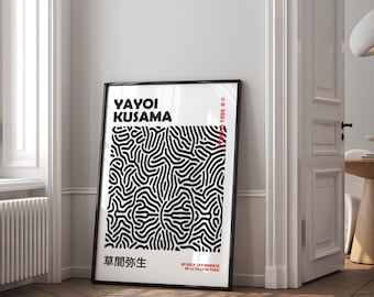 Yayoi Kusama Art Print, Japanese Art, Kusama Poster, Yayoi Kusama Exhibition, Yayoi Kusama Nets, Black Poster