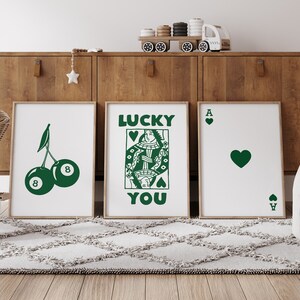 3er Set - Trendy Retro Wand Kunst Set, Trendy Ästhetischer Druck, Lucky You Poster - Queen of Hearts Wandkunst - Trendy Queen Funky Poster