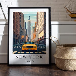 New York Travel Print - NYC Poster, Manhattan Art, Birthday Gift, Wedding Gift, Wall Decor, City Landscape, New York City Art, Travel Poster