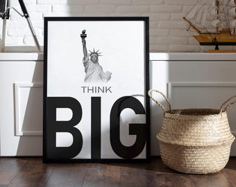 Think Big Poster & Wall Art | Inspiring Typography Prints for Your Space | Starry Think Big Design | Modern Motivational Decor