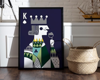 Ensemble d'art mural rétro tendance, impression esthétique tendance, poster Lucky You - oeuvre d'art murale reine de coeur - poster reine tendance funky