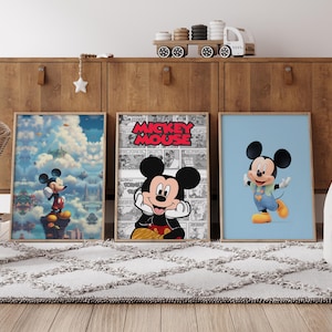 SET OF 3 Mickey Mouse Quote Prints, ickey Wall Art Print, Disney Nursery Bedroom Decor, Kids Room, M Mickey Mouse Kids Gifts