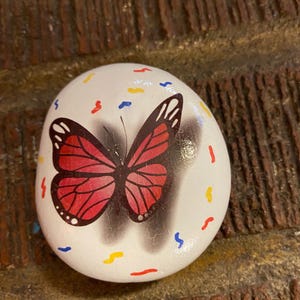 Butterfly Garden Rock, Kindness Rock, Rock Art, Bookshelf Decor