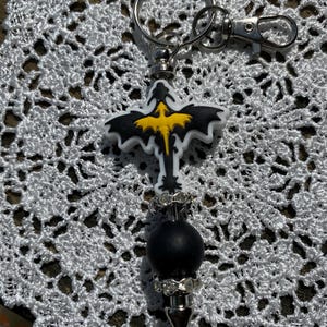 Silicone Beaded Fourth Wing Inspired Keychain, Handmade Silicone Bead Keychain