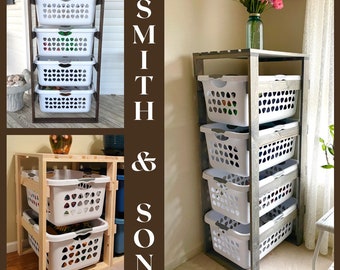 Laundry Basket Holder Storage Shelf (2 Bushel)
