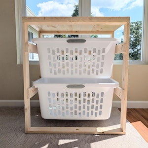 Laundry Basket Holder Storage Shelf (2 Bushel) image 8