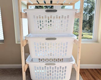 3 Tier Laundry Basket Slide-in Shelf