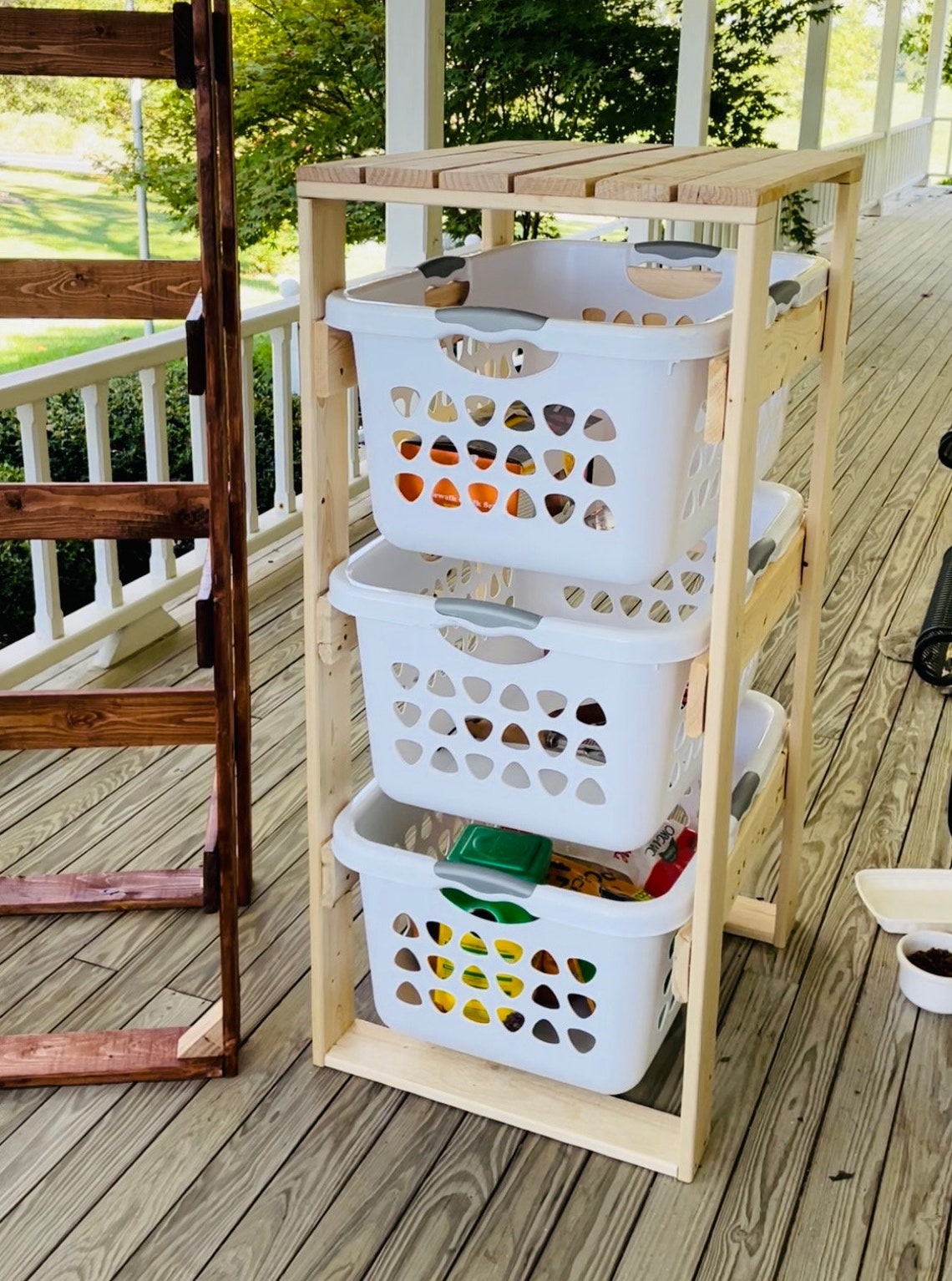 3 Tier Laundry Basket Slidein Shelf Etsy
