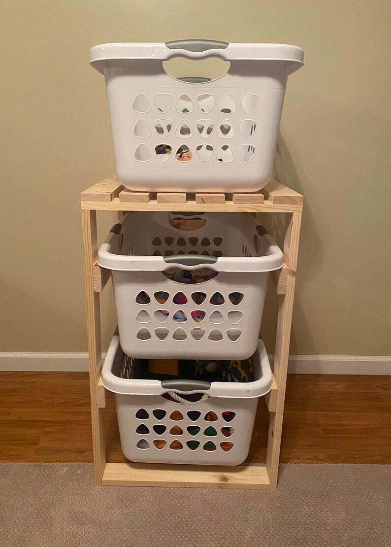 2 Tier Laundry Basket Holder Etsy