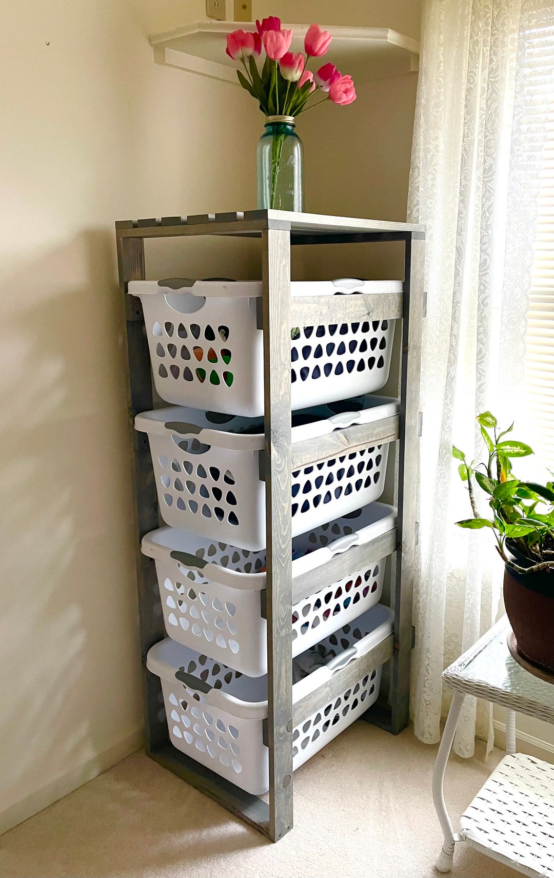4 Tier Laundry Basket Organizer Etsy