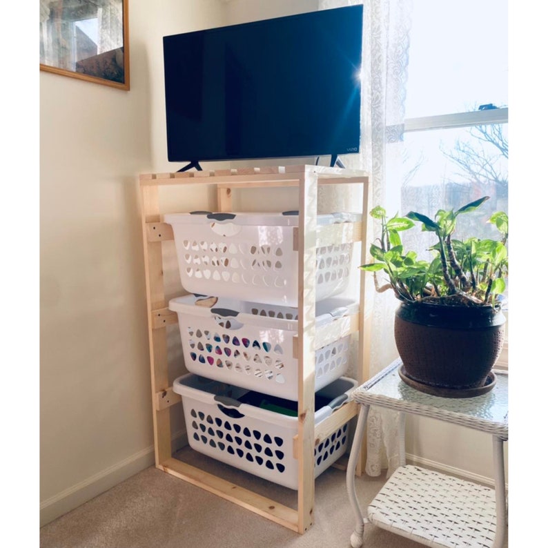 3 Tier Laundry Basket Slidein Shelf Etsy