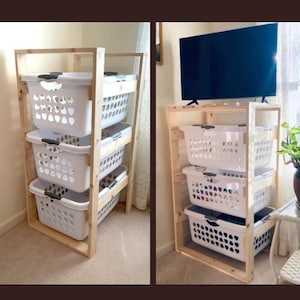 3 Tier Laundry Basket Slide-in Shelf