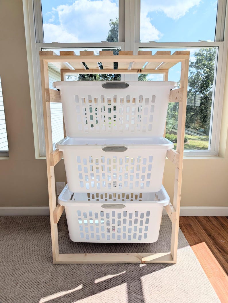 Laundry Basket Holder Storage Shelf (2 Bushel) image 9