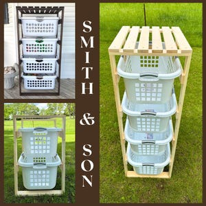 Laundry Basket Holder Storage Shelf (2 Bushel)