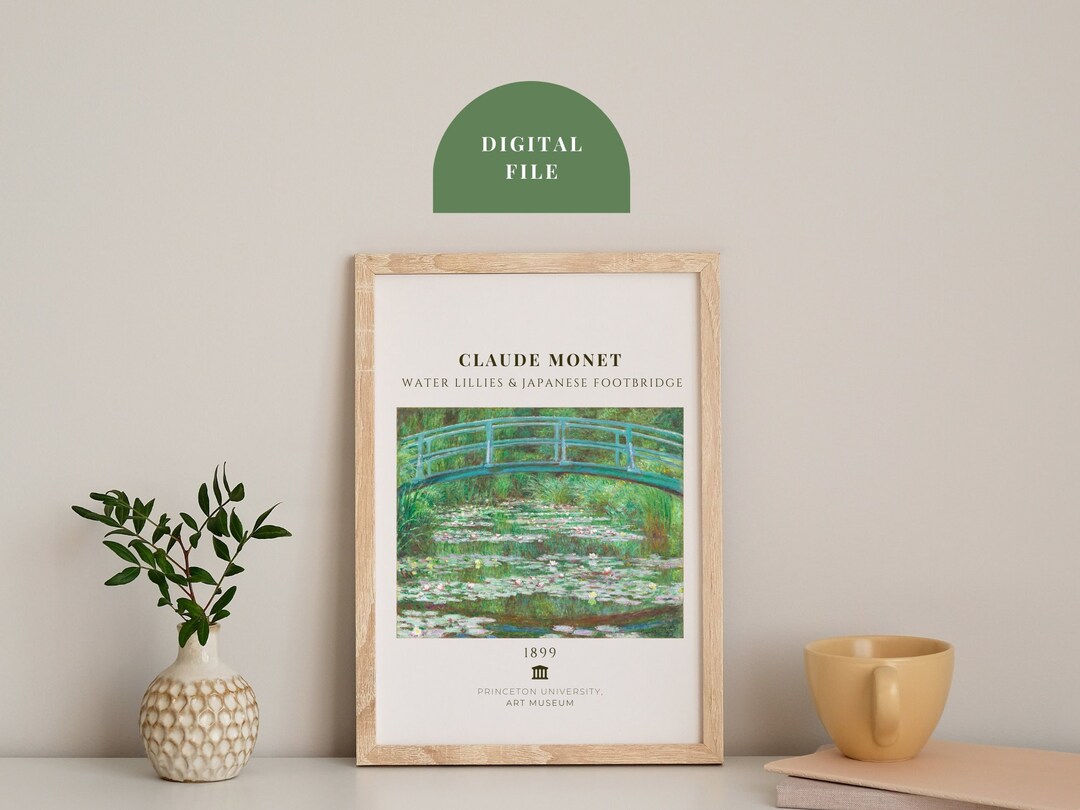 Monet Wall Art Print + Water Lilies & Japanese Water Bridge Poster ...