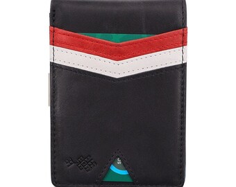 Portefeuille Iu Mien Men, Protection RFID, Noir, Portefeuille Slim Modern, Clip d’argent, Cuir véritable, Mien