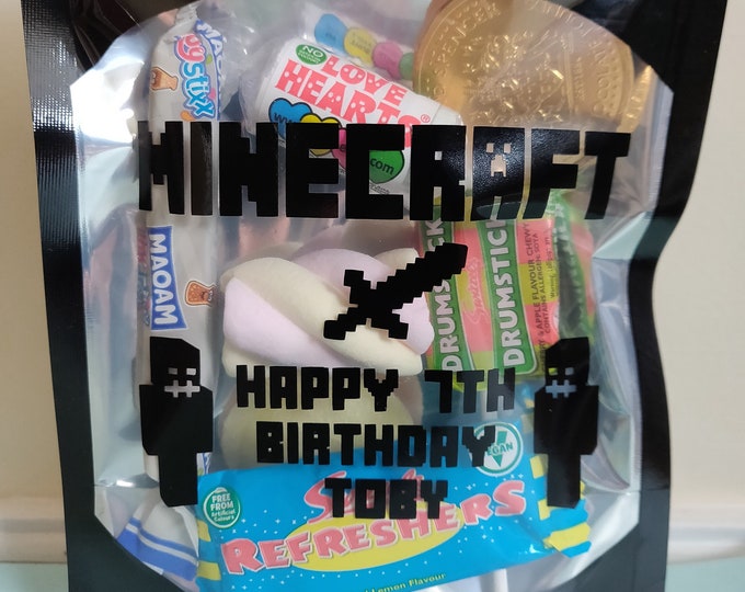 Personalised Minecraft Sweet Pouches Party Bags for Children Candy Bags ...