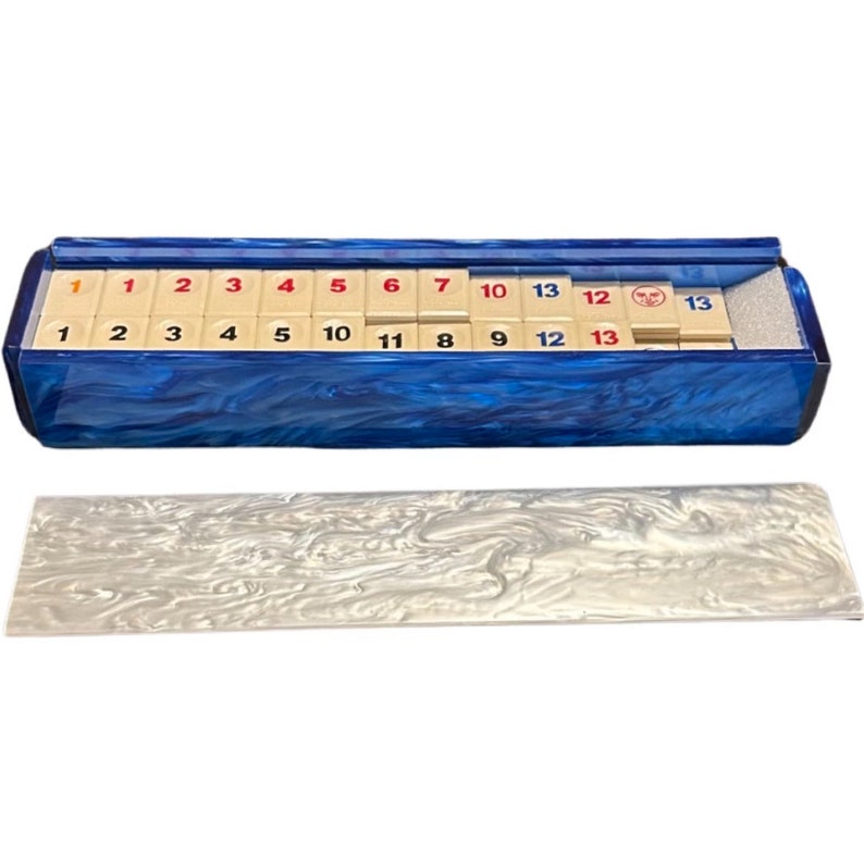 Lucite Rummikub Premium Set Tiles, Holders, and Storage Acrylic Box