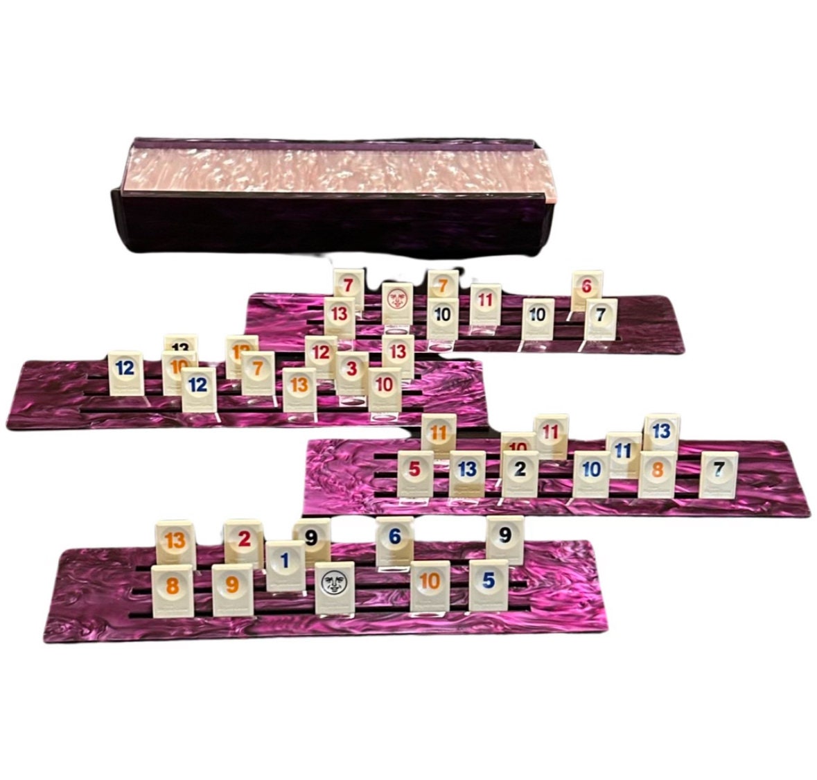 Lucite Rummikub Premium Set Tiles, Holders, and Storage Acrylic Box