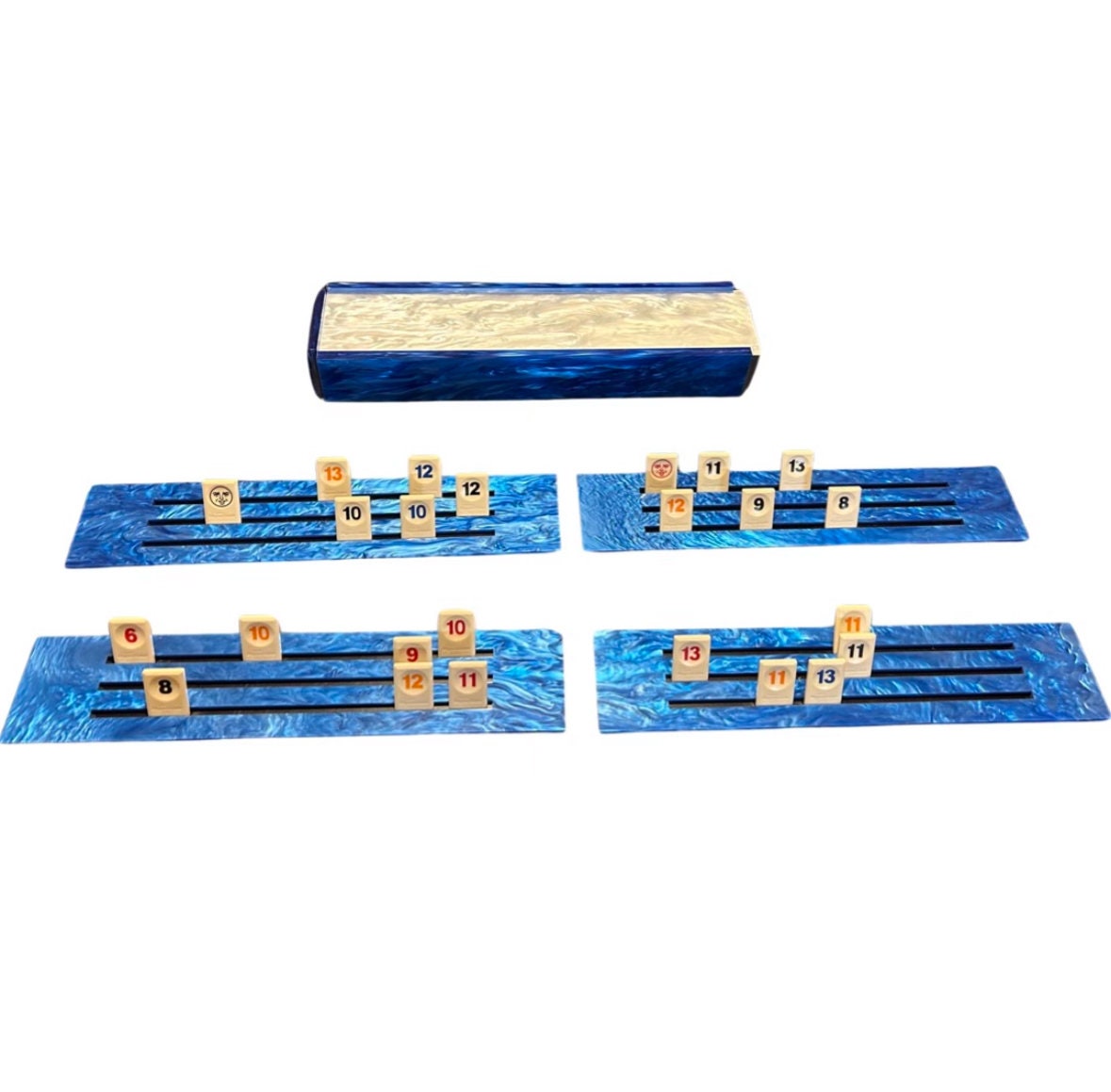 Lucite Rummikub Premium Set Tiles, Holders, and Storage Acrylic Box