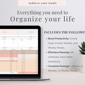 Digital Life Planner | Daily Schedule Spreadsheet | Google Sheet Planner | Habit Tracker | Annual & Monthly Goal Tracker | Schedule Template image 2