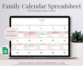 Family Calendar Google Sheet | Family Digital Organizer | Weekly Calendar | Home schedule | Google Sheets Calendar | Digital Family Schedule