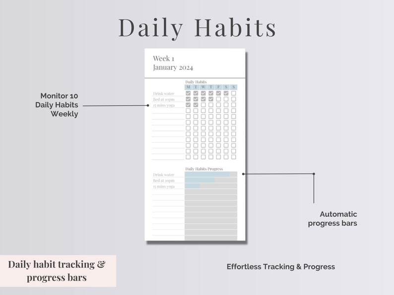 Digital Life Planner | Daily Schedule Spreadsheet | Google Sheet Planner | Habit Tracker | Annual & Monthly Goal Tracker | Schedule Template image 9