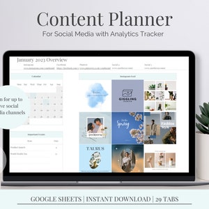 Content Planner | Social Media Calendar | Marketing Calendar | Social Media Reporting | Social Media Post | Social Media Tracker | Blue