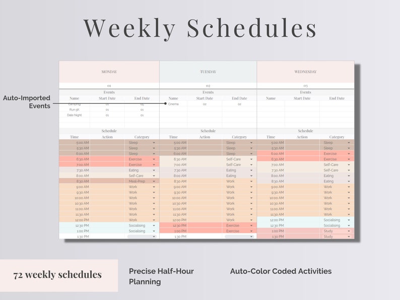 Digital Life Planner | Daily Schedule Spreadsheet | Google Sheet Planner | Habit Tracker | Annual & Monthly Goal Tracker | Schedule Template image 8