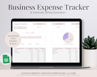 Business Expense Tracker | Small Business Income Tracker | Tax Records Spreadsheet | Google Sheets Sales Report | Bookkeeping Profit Sheet