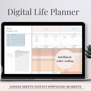 Digital Life Planner | Daily Schedule Spreadsheet | Google Sheet Planner | Habit Tracker | Annual & Monthly Goal Tracker | Schedule Template image 1