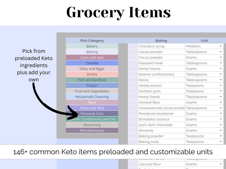 Keto Diet Planner | Keto Planner | Low Carb Meal Plan | Personalized Keto Meal Plan | Low Carb Diet | Keto Food List image 8