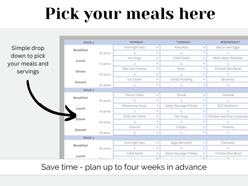 Meal Tracker Spreadsheet | Complete Meal Plan | Digital Food Menu ...