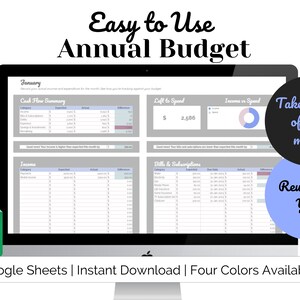 12 Month Budgeting Template | Personal Finance Spreadsheet | Annual Budget Dashboard | Budget Tracker | Money Worksheet | Classic White