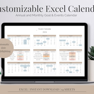 Customizable Excel Spreadsheet Template | Editable Excel Calendar ...