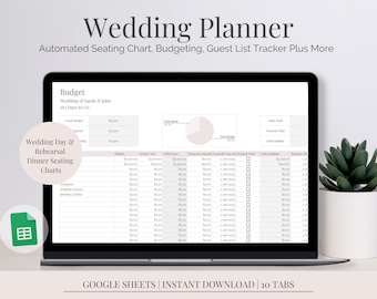 Wedding Planner Spreadsheet | Wedding To Do List | Wedding Budget Planner | Guest List Tracker | Complete Wedding Planner Google Sheet